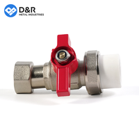 D & R Versatile Rouge Alu Poignée 20mm Ppr Connecteur 1/2 pouce Métal Union Filetage Femelle Vanne À Bille En Laiton Utilisable pour Les Systèmes De Conduite D'eau
