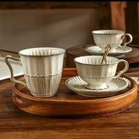 Usine Vintage En Relief En Céramique Tasse À Café Et Soucoupe Ensemble Élégant Tasse À Thé Vaisselle pour Café, Maison & Au Détail En Vrac En Gros