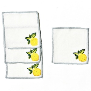 Custom Size French Pure Organic Flax Fabric Embroidered Pattern Linen Cocktail Napkin Wine <b>Mat</b> for Hotel <b>Bar</b> Wholesale - Product Image 3