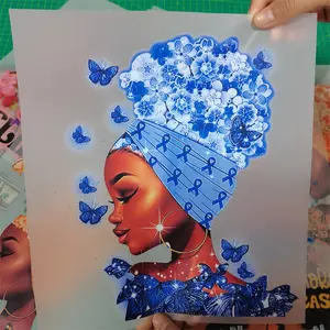 Big Size Black Queen Afro Girl Thermisches Bügeleisen auf Patches DTF-Film druck Druckfertig Juneteenth Heat Transfer Design