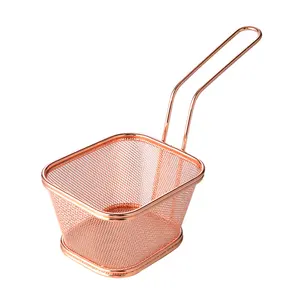 Cesta cuadrada de acero inoxidable para restaurante, utensilio de cocina para freír aperitivos fritos