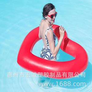 Bouée gonflable rouge en forme de cœur pour adultes, dispositif de flottaison unisexe, flotteur de piscine pour sports nautiques - Product Image 1