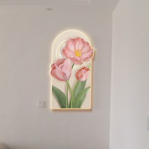 Lampe murale LED décorative pour la maison, peinture sur toile avec cadre floral, idéale pour le salon, crée un magnifique fond. - Product Image 6