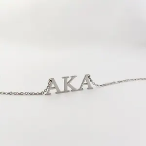 Fashion AKA Sorority Stainless Steel Jewelry Personalized Greek Initial Necklace Custom Logo Acero Inoxidable Joyeria