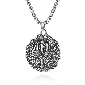 Collier pendentif trident de Thor en acier inoxydable pour homme, design épée géométrique, bijou cadeau - Product Image 1
