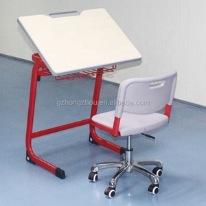 <span class=keywords><strong>Chaise</strong></span> de bureau moderne réglable pour étudiant <span class=keywords><strong>avec</strong></span> <span class=keywords><strong>table</strong></span> à <span class=keywords><strong>dessin</strong></span> à roulettes en métal, ensemble de mobilier scolaire - Product Image 6