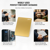 Carte de visite professionnelle en métal NFC en acier inoxydable gravée au laser sur mesure, programmable NTAG215 vierge pour l'image de marque d'entreprise