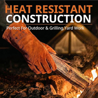 Gants de travail en cuir de vachette naturel, avec coutures en Kevlar et doublure en coton, gants de sécurité OEM en gros pour le jardinage, la manipulation des animaux et la cuisine