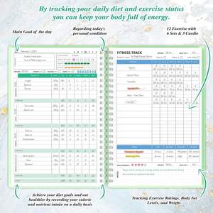 Buku Jurnal Kesehatan, buku catatan jurnal kesehatan Diet harian dengan penurun berat badan untuk melacak tidur Kebugaran - Product Image 3