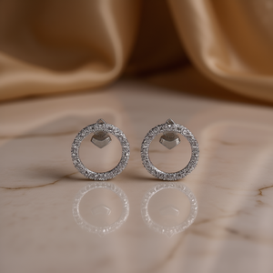 Boucles d'oreilles créoles carrées Alpha en argent 925 avec cristaux et strass sertis clos, pour femme, luxe, usage quotidien - Product Image 2