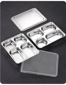 Assiette de <span class=keywords><strong>voyage</strong></span> personnalisée en acier inoxydable poli pour enfants avec couvercle - Product Image 6