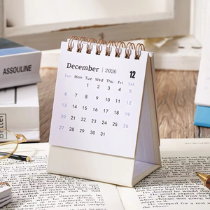 Calendrier de bureau personnalisé en gros 2026, gaufrage, marquage à chaud, laminé, 13 pages, style américain, calendrier de table mensuel, ornements - Product Image 3