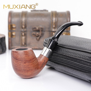 MUXIANG Rosewood Tobacco Pipe Bent Type Handmade Wooden Pipe For Smoking With Case - Product Image 1