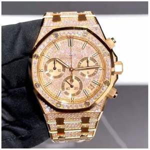 Montre analogique de luxe unisexe personnalisée, édition limitée, style hip-hop, acier inoxydable, or blanc, automatique chinoise ETA Ather - Product Image 2