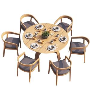 Conjunto de mesa y sillas de teca para jardín, impermeable, redondo, para patio, balcón, villa, terraza. - Product Image 1