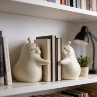 Ensemble d'entretoises à livres en céramique Embracing Pear, finition mate, couleur crème vanille, minimalistes, supports de livres modernes, décoration pour la maison et le bureau, cadeau romantique