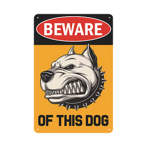 गर्म बिक्री अनुकूलित चेतावनी धातु टिन संकेत रेट्रो विंटेज शैली मजेदार सजावट के लिए कुत्ते धातु पोस्टर से सावधान रहें - Product Image 4