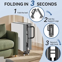Lit pliant portable avec dossier réglable, lit d'appoint mobile pour une personne, pour utilisation en bureau ou en intérieur
