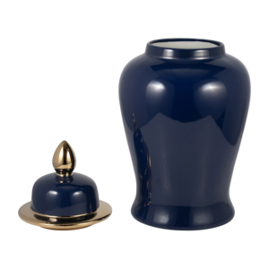 Vaso Decorativo in Ceramica con Coperchio Blu Navy per Arredamento Casa, Soggiorno, Camera da Letto, Cucina - Product Image 2