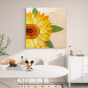 Peinture à l'huile de tournesol peinte à la main, 40x50 cm, style impressionnisme, art mural pour salon, décoration intérieure - Product Image 2