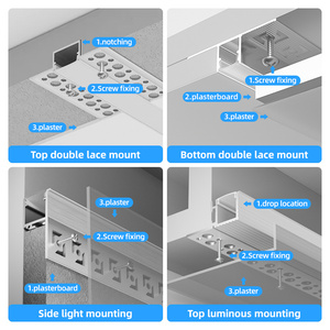 Profilo in <span class=keywords><strong>Alluminio</strong></span> <span class=keywords><strong>LED</strong></span> Personalizzato 1m 2m 3m <span class=keywords><strong>per</strong></span> Illuminazione a Soffitto e Parete, Profilo Incassato <span class=keywords><strong>per</strong></span> Cartongesso e Gesso - Product Image 3