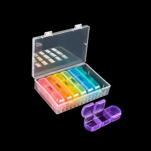 Wholesale Custom Plastic 7 Days Round Heart Shape Pill Organizer Medicine Box Portable Colorful Mini Weekly Pill Box