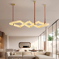 Suspension LED Moderne Personnalisable en Laiton et Albâtre, Lampe Artistique avec Installation pour Salle à Manger