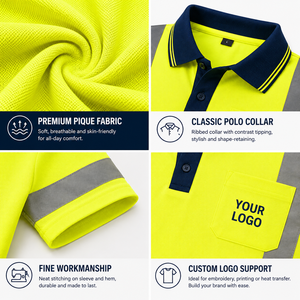 Camisetas Polo de Manga Corta de Alta Visibilidad, Reflectantes, Transpirables, con Diseño de Logotipo Personalizado, Ropa de Trabajo OEM ODM - Product Image 3