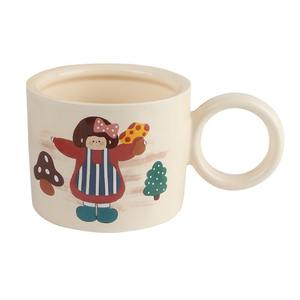 Cute Cartoon Girl <b>Ceramic</b> <b>Mug</b> With Handle Solid Color Design <b>For</b> Office Breakfast Milk Cup Gift Idea - Product Image 2