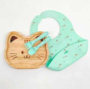 Özel Logo oyulmuş ahşap bölünmüş plaka hayvan şekli ahşap kase besleme seti ahşap çocuklar yürümeye başlayan plaka setleri - Product Image 2