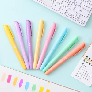 Mini <span class=keywords><strong>Highlighter</strong></span> bút văn phòng phẩm thiết lập dễ thương huỳnh quang đánh dấu với bàn chải phẳng tip 6 màu sắc cho các trường học sử dụng lấy cảm hứng từ kem - Product Image 5