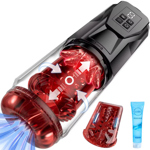 Masturbateur masculin automatique LCD à un clic pour un orgasme rapide, avec fonctions de vibration, léchage, poussée et rotation, jouet sexuel mains libres - Product Image 5