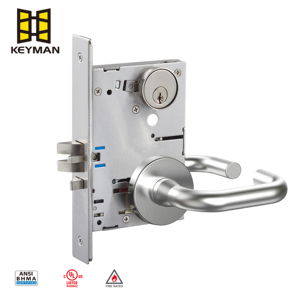 Cylindre de serrure de porte à mortaise KEYMAN, norme américaine, qualité ANSI 1, type sectionnel, finition en acier inoxydable, clé durable - Product Image 2