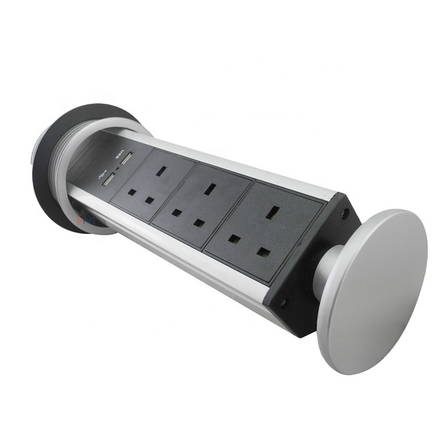 Tabletop Vertical Pop up Socket / Kitchen Hidden Power Outlets With USB Charger