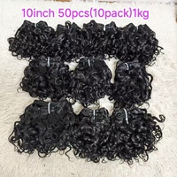 Promotion Letsfly 1,2$ 10 pouces Cheveux humains naturels 100% Remy brésiliens, lots de 50 mèches souples de 1 kg, noir naturel 9A, en liquidation