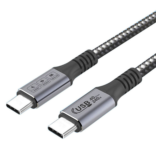 Thunderbolt 4 Pro 40Gbps USB4 Type C to C 240W Fast Charging Data Cable 6 ft