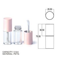 Tube de rouge à lèvres liquide transparent personnalisé avec logo, emballage rond vide, tube de rouge à lèvres liquide imperméable, conteneur de gloss à lèvres en verre