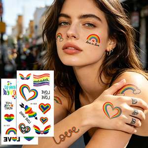 Adesivi per Tatuaggi Temporanei LGBTQ Pride Love Is Love, Non Tossici e Impermeabili, Design Sexy per Viso e Corpo - Product Image 4