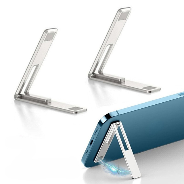 Magnetic Ultra Thin Foldable Mobile Phone Holder Bracket Metal Alloy Desktop Cell Phone Stands Universal Phone Support Kickstand