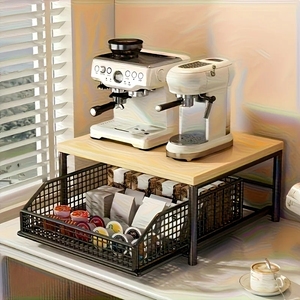 Organizador de Cocina Clásico de Plástico para Ahorrar Espacio, Cesta de Alambre Apilable/Desmontable para Cafetera y Utensilios - Product Image 1