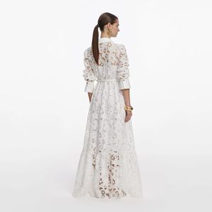 Vestido Largo Elegante de Otoño 2025 para Mujer, con Cinturón de Encaje Floral y Cierre de Gancho, Diseño ODM - Product Image 6