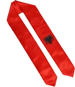 Diskon besar bendera negara Albania syal selendang selempang siswa dua sisi hadiah barang dekorasi wisuda