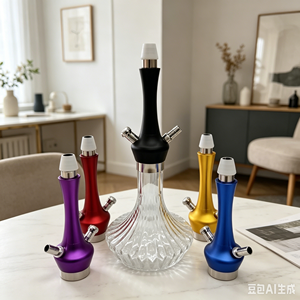 Moderna Cachimba de Vidrio con Cuerpo de Aluminio, Set de Cachimba Multicolor para Salón, Bar y Uso Doméstico - Product Image 2