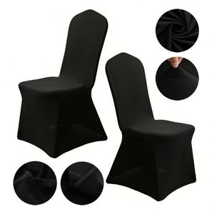 Fundas para Sillas de Boda, 100 Piezas, Tela de Poliéster Elástica, Fundas Negras para Respaldo de Silla para Eventos, para Sillas de Iglesia - Product Image 1