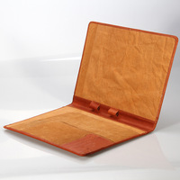 Porte-documents d'affaires en cuir véritable avec logo personnalisé, format A5/A4, style minimaliste, porte-menu pour hôtels
