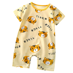 Combinaison pour bébé nouveau-né, barboteuse à manches courtes, combinaison une pièce avec boutons pression, tenue d'été unisexe en spandex/coton, mignonne - Product Image 1