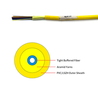 LN-GJFJV FTTH kabel serat optik Mode tunggal, kabel serat optik dalam ruangan 2 4 6 8 12 24 Core FTTH G652D GJFJV