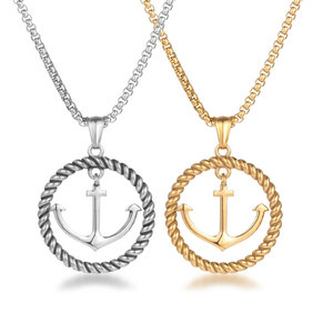 Wolf Warrior <b>Titanium</b> Steel Necklace Anchor Pendant Gold Silver Unisex Hip Hop Charm SP875 - Product Image 1