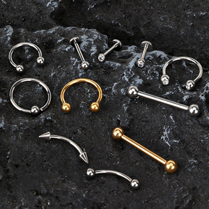 GZN основные ювелирные изделия титановый пирсинг для тела с внутренней и внешней нитью ювелирные изделия штанги Подкова Labret спираль серьги оптом - Product Image 1
