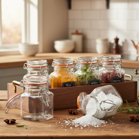 Bocaux à épices en verre de qualité alimentaire, écologiques et recyclables, multi-tailles, avec couvercles hermétiques carrés et ronds à clipser, pour épices, gelées et lait